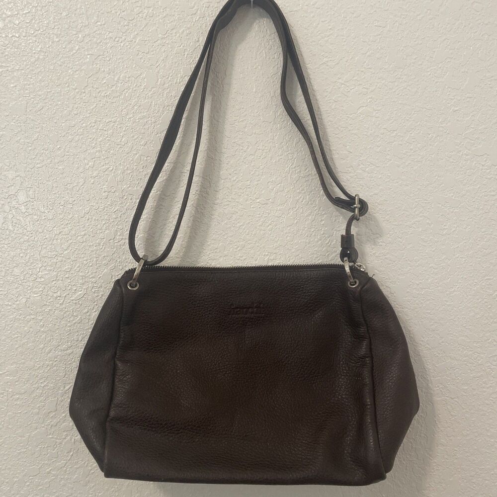 Franchi Vtg Leather Handbag Brown Shoulder Crossbody Purse Classic Preppy Bag